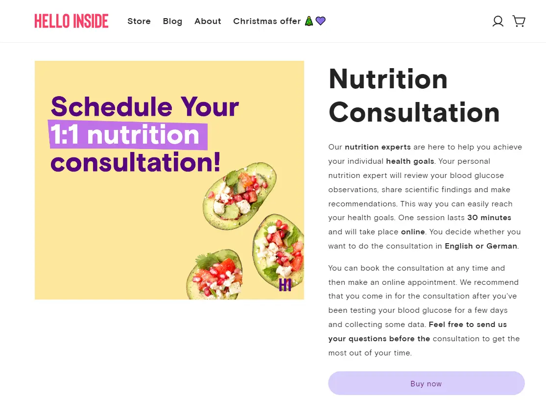 Nutrition Consultation on Hello Inside