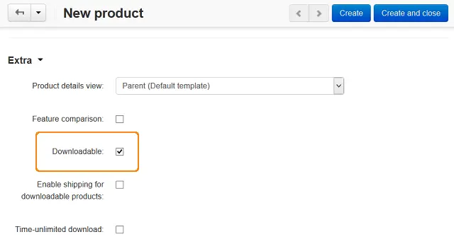 Adding a digital product from the admin panel