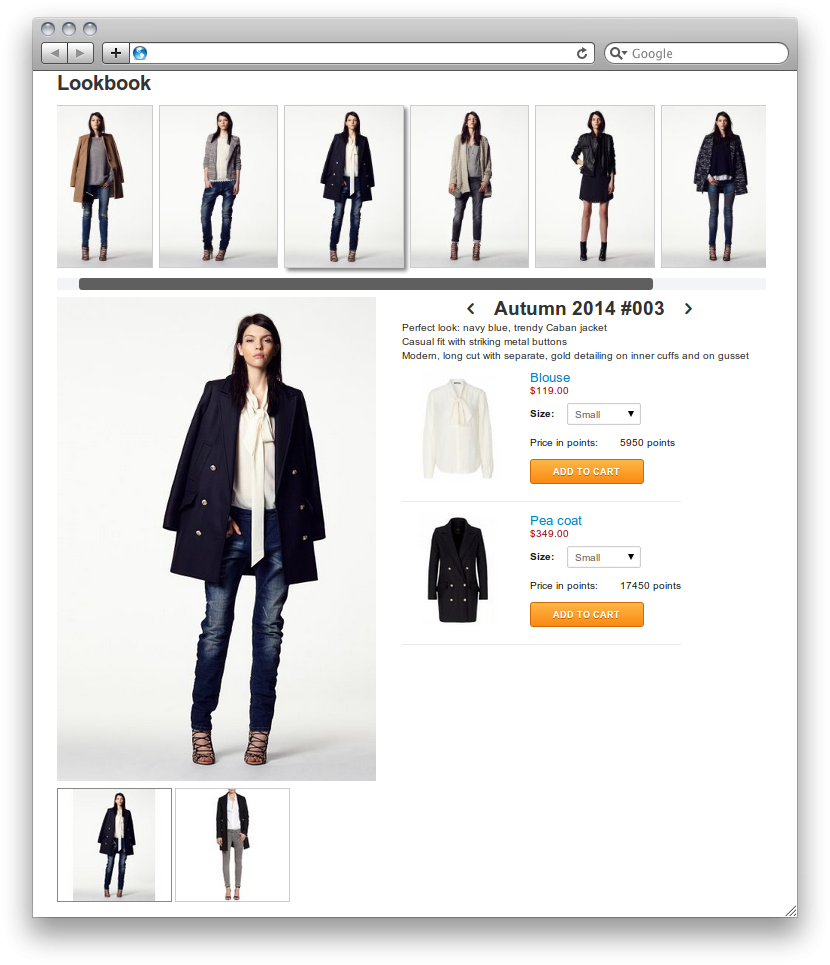 This is an example of a lookbook on CS-Cart utilizing the "Lookbook" add-on.