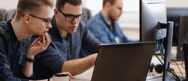 Group of young business people working in the office