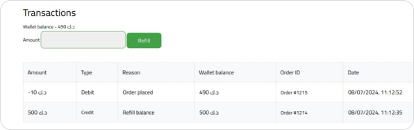 Internal E-Wallet