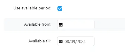 Available period settings for Promotions