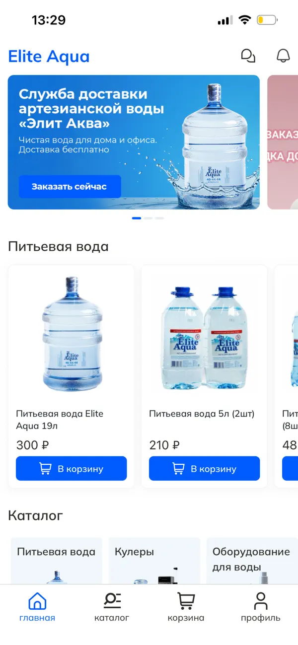 Screen 1 of the Elite Aqua store app built on PowerApp