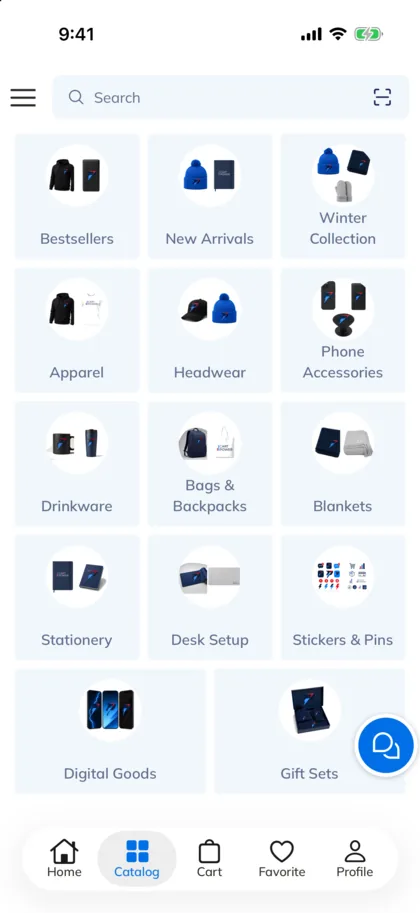 PowerApp catalog: categories with product photos