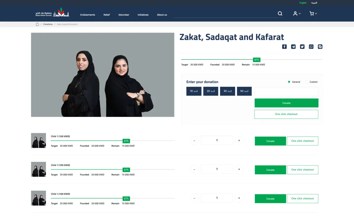 Giving by item Balad Al Khair