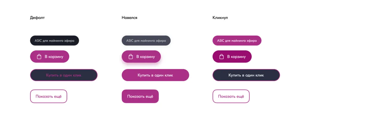 Button states CryptoDesk