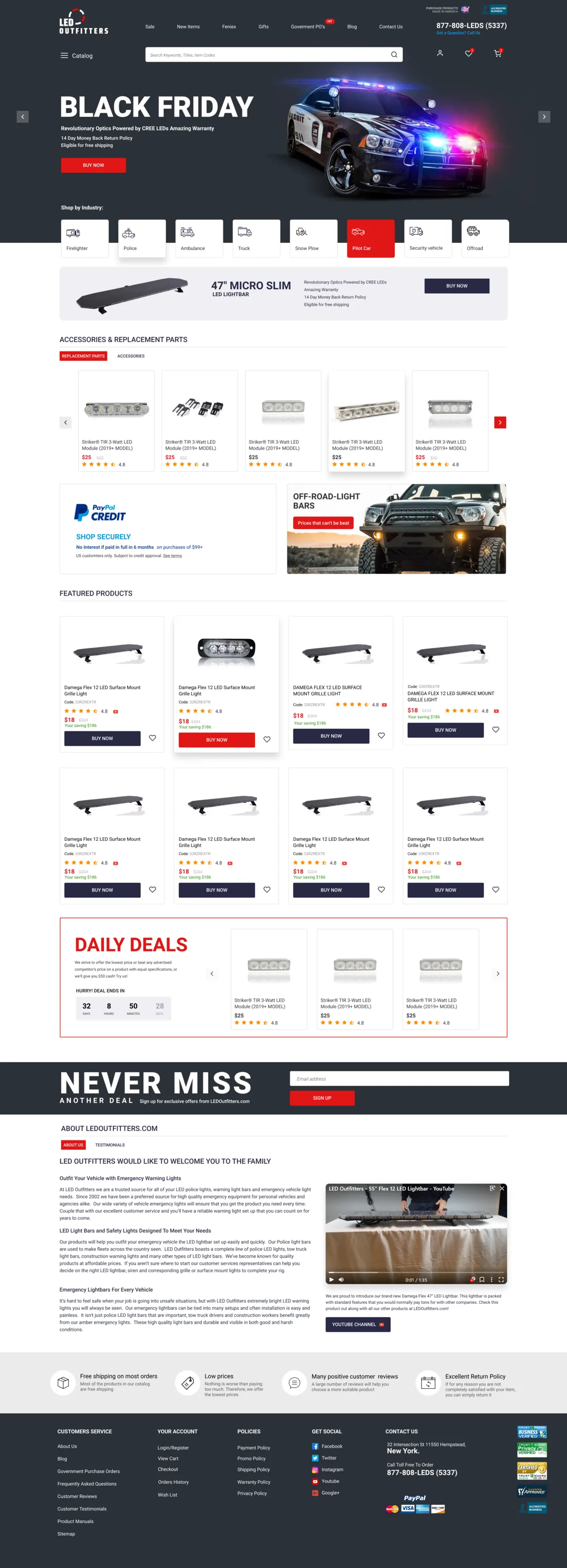LED Outfitters home page mockup