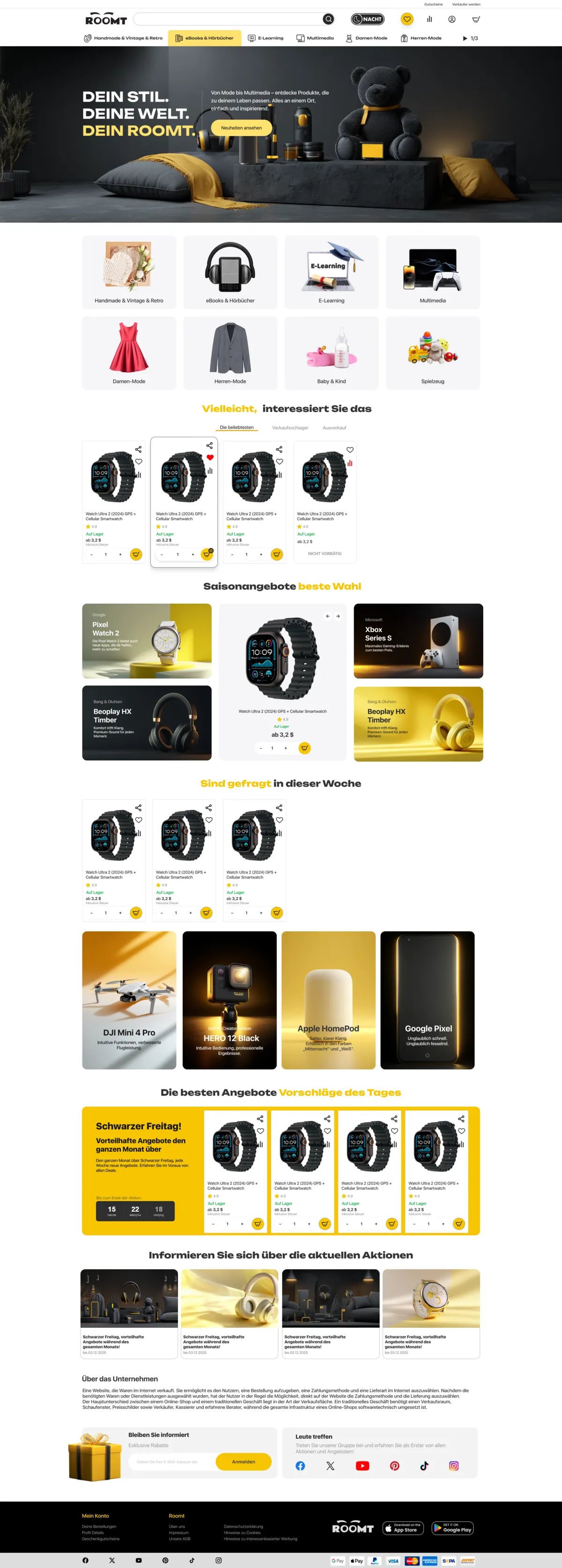 Roomt home page mockup